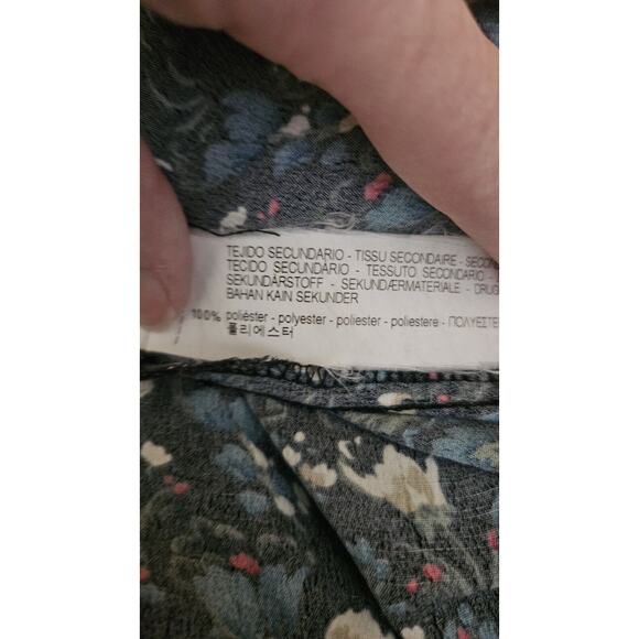 Zara Basic Black Dress XS Flowy Flounce Sleeves Black Floral Ruffles Whimsy Goth - Picture 11 of 12